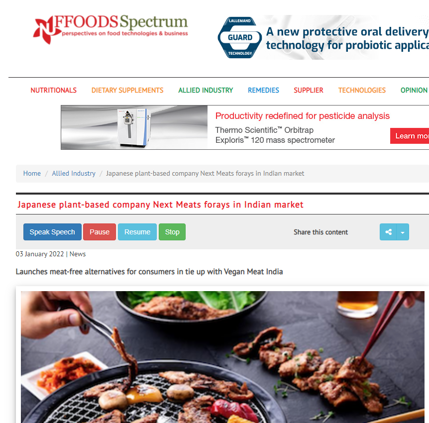 NextMeats India in Media News