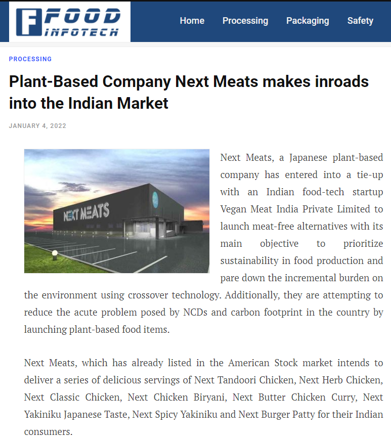 NextMeats India in Media News