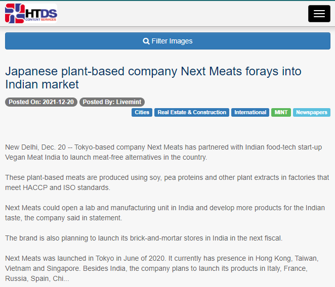 NextMeats India in Media News