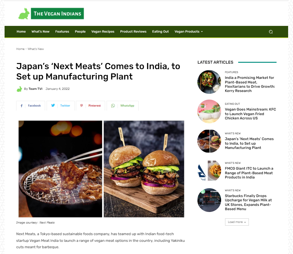 NextMeats India in Media News